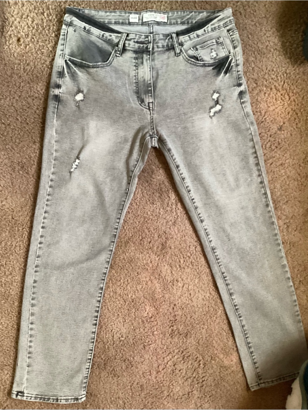 MBX Light Gray Distressed Skinny Jeans